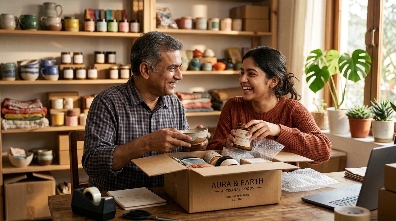 Father and daughter running Aura & Earth, an artisanal-goods e-commerce business